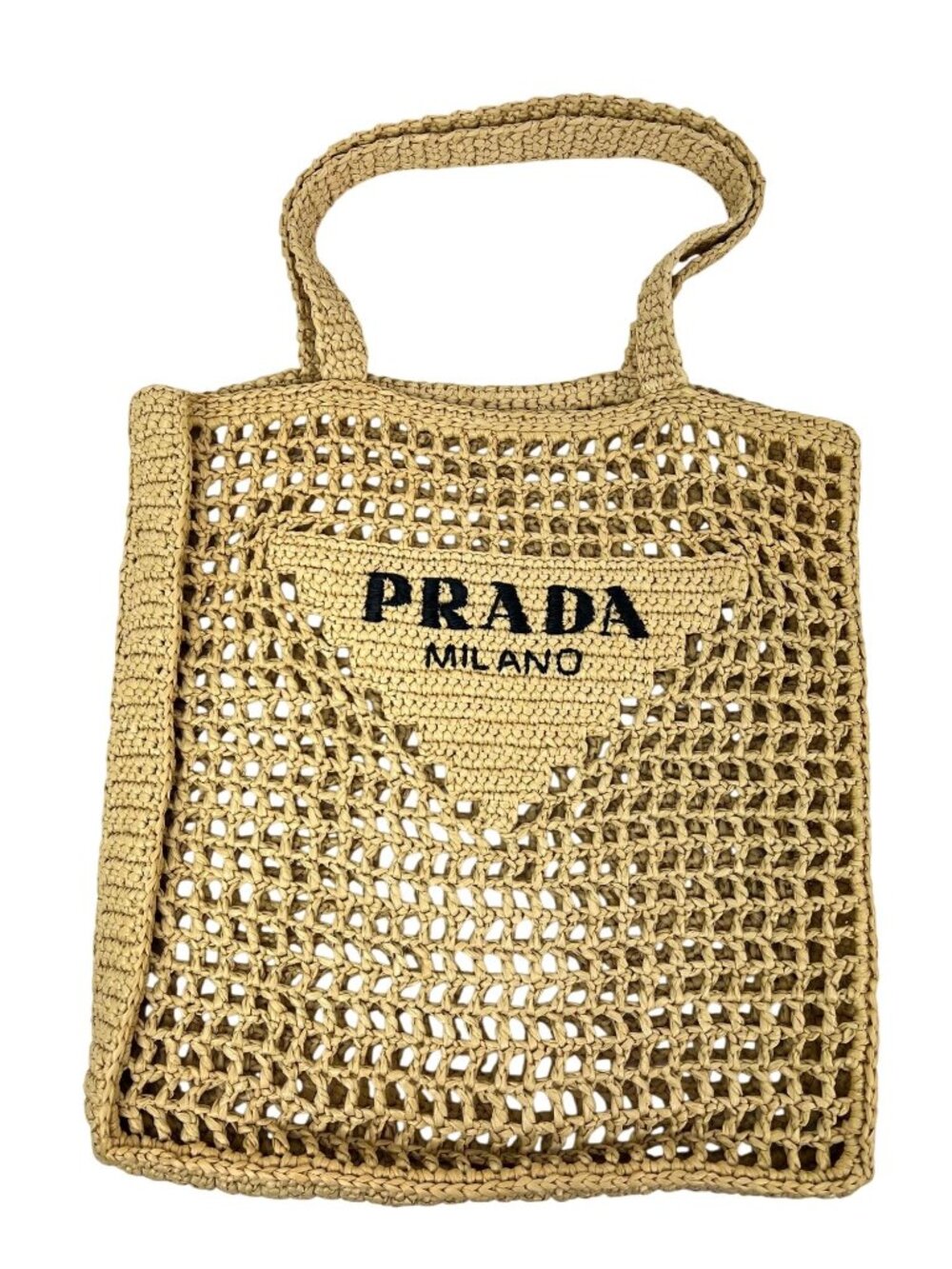 Prada Raffia Crochet Large Tote Bag Natural